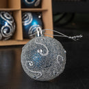 Set of 9 Shatterproof Deluxe Glitter Christmas Tree Baubles in Midnight Blue
