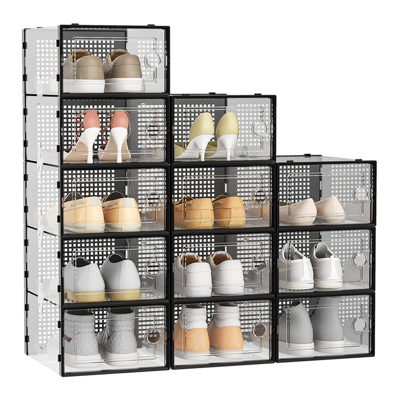 Livingandhome Transparent Foldable Shoe Storage Containers