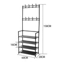 Livingandhome Entryway 4 Tier Shoe Rack with Coat Hanger