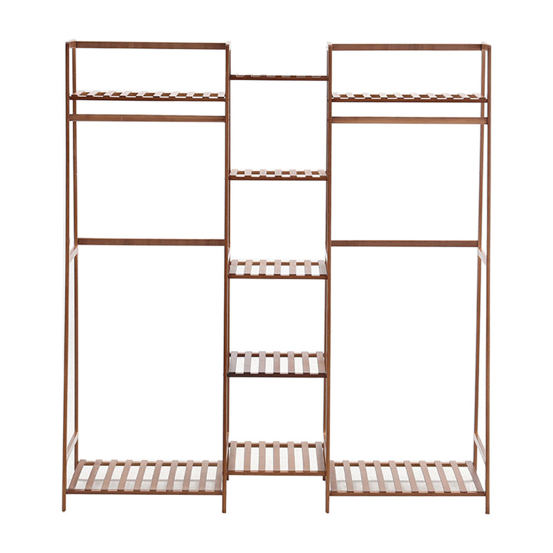 Lifeideas Bamboo Trapezoid Clothing Rack with 5-Tier Storage Shelves