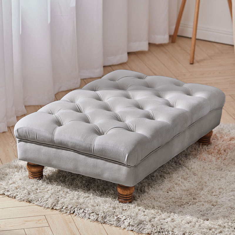 Livingandhome Rectangular Velvet Footstool