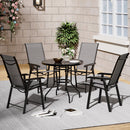 Breeins Outdoor Tempered Glass Garden Table With 4 Foldable Chairs
