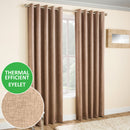 Enhanced Living Vogue Latte Natural Eyelet Thermal Noise Reducing Dim Out Curtains - Pair