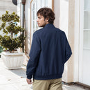 Outdoor Zip-up Windproof Lightweight Bomber Jacket Casual Varsity Outerwear - Navy