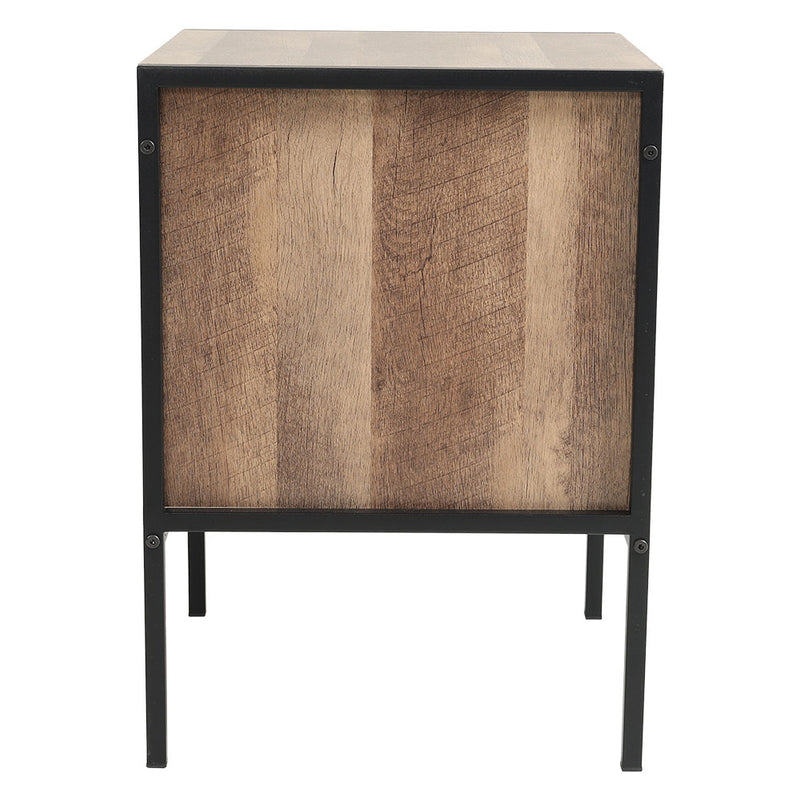 Livingandhome Brown Wooden Bedside Table with Storage