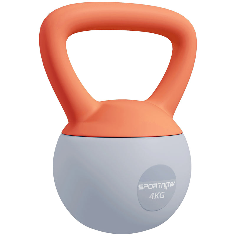 SPORTNOW Kettlebell W/ Soft Body And Non-Slip Handle, Orange And Grey