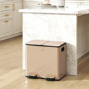 HOMCOM Dual Kitchen Bin Pedal Bin for Recycling and Waste, Gold Tone