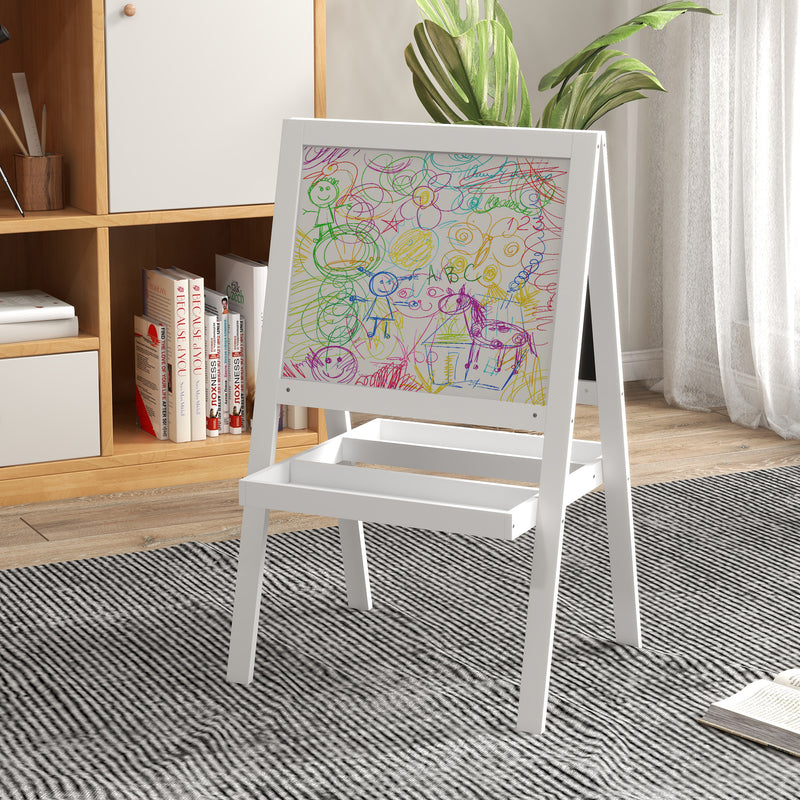 AIYAPLAY 2-in-1 Double-Sided Easel For Kids, With Storage Shelf- Blue