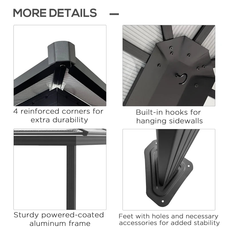 Outsunny Hardtop Gazebo 3.6 x 4m - Black & Dark Grey