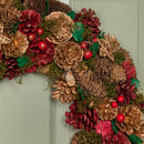 Hanging Christmas Wreath with  Berries and Pinecones
