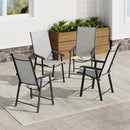 Livingandhome Metallic-Frame and Fabric Foldable Chairs Set of 4