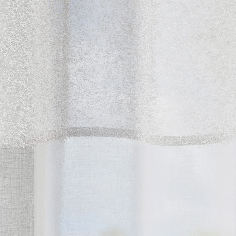 Andorra White Textured Header Sheer Voile Panels - Pair