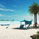 Outsunny 2 Pieces Outdoor Beach Mat Steel Reclining Chair Set Light Blue