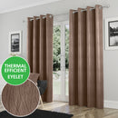 Enhanced Living Goodwood Bronze Thermal, Energy Saving, Dimout Eyelet Curtains with Wave Pattern - Pair