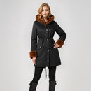 Mid-Length Hooded Coat With Drawstring Waist