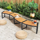 Acacia Wood Fire Pit Bench with Slatted Seat  Metal Legs