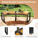Acacia Wood Fire Pit Bench with Slatted Seat  Metal Legs