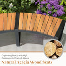 Acacia Wood Fire Pit Bench with Slatted Seat  Metal Legs