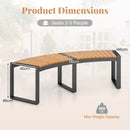 Acacia Wood Fire Pit Bench with Slatted Seat  Metal Legs