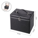 Sheonly Large Multi Tier Faux Leather Jewellery Storage Box with Handle