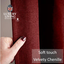 Velvet Chenille Thermal Fleece Lined Single Ring Top Door Curtain