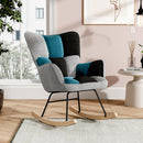 Livingandhome Upholstered Rocking Armchair with Wood Base