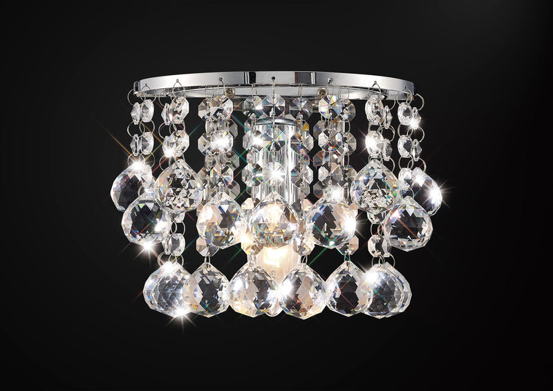 Acle Crystal Wall Lamp 1 Light  Chrome