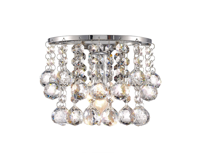 Acle Crystal Wall Lamp 1 Light  Chrome