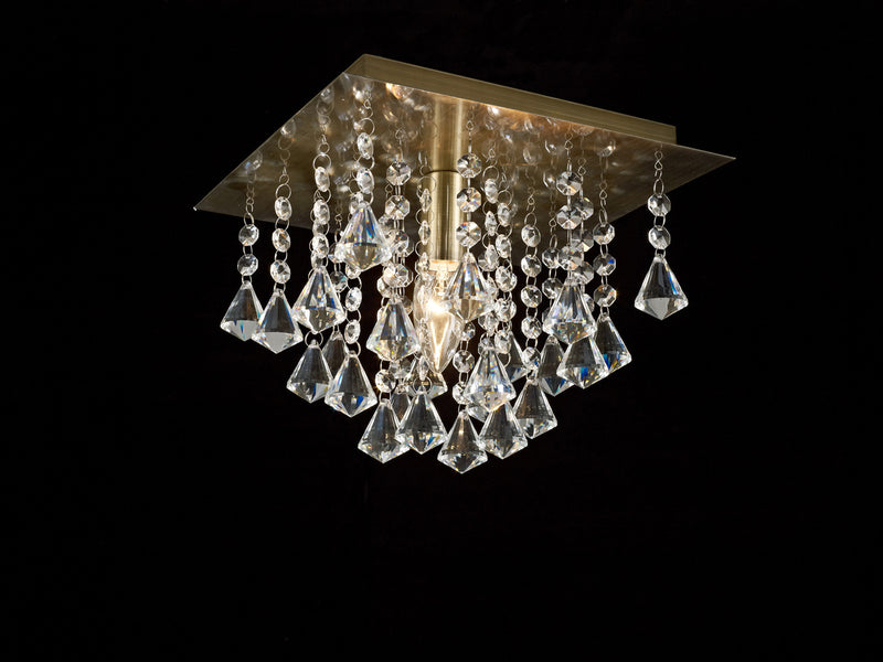 Acle Crystal Ceiling Light with 1 Light Antique Brass