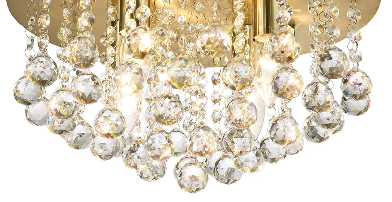 Acle Crystal Ceiling  Light with 4 Lights Antique Brass