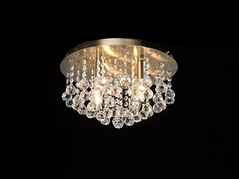 Acle Crystal Ceiling  Light with 4 Lights Antique Brass