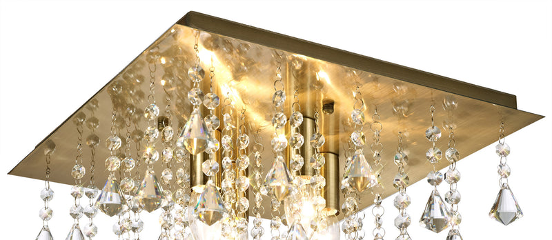 Acle Crystal Light with 4 Lights  Antique Brass