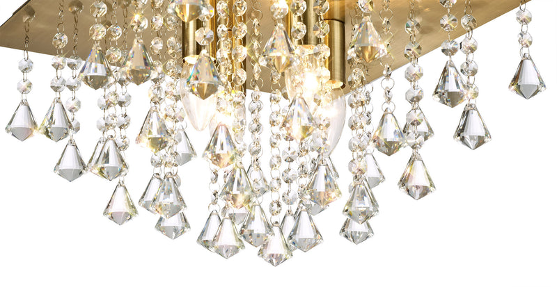 Acle Crystal Light with 4 Lights  Antique Brass