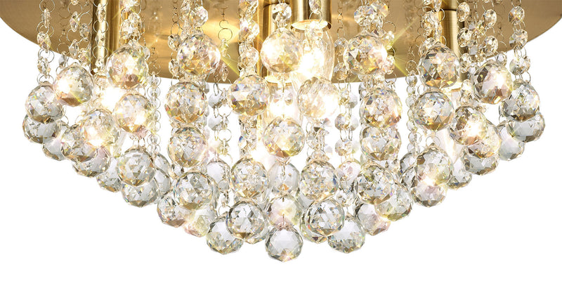 Acle Crystal Ceiling Light with  5 Lights  Antique Brass