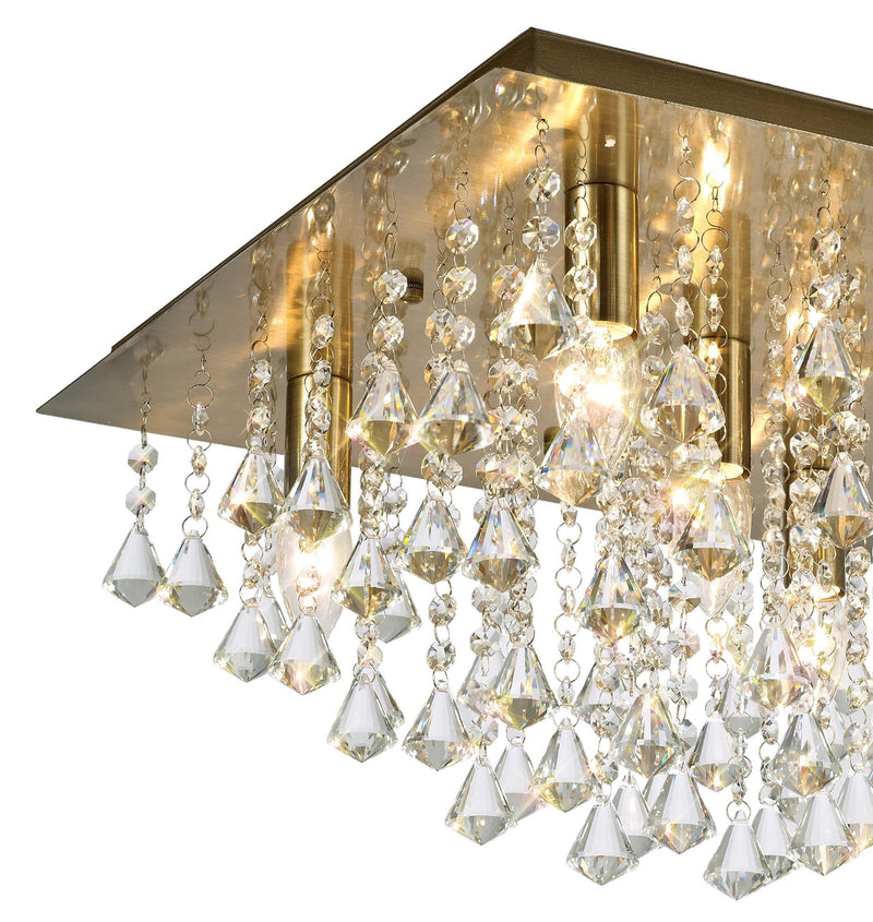 Acle Crystal Light with 5 Lights  Antique Brass