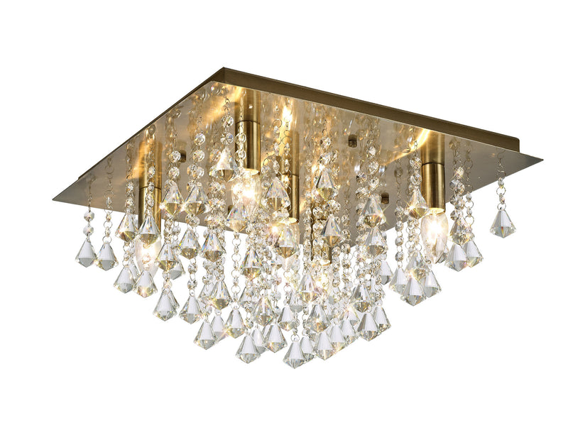 Acle Crystal Light with 5 Lights  Antique Brass