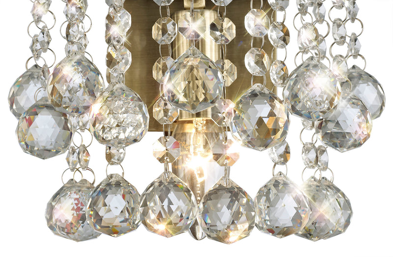 Acle Crystal Wall Lamp 1 Light Antique Brass