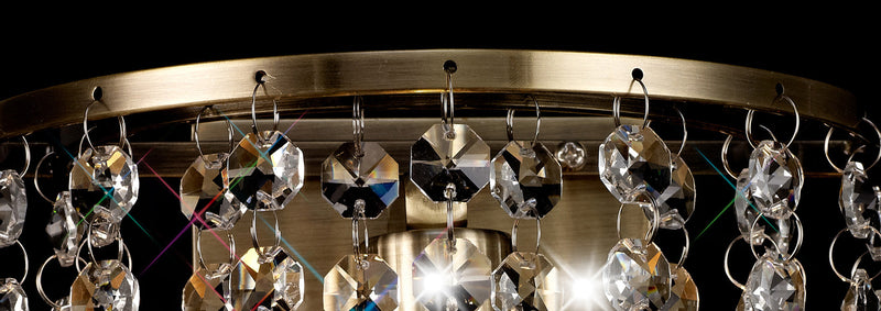 Acle Crystal Wall Lamp 1 Light Antique Brass