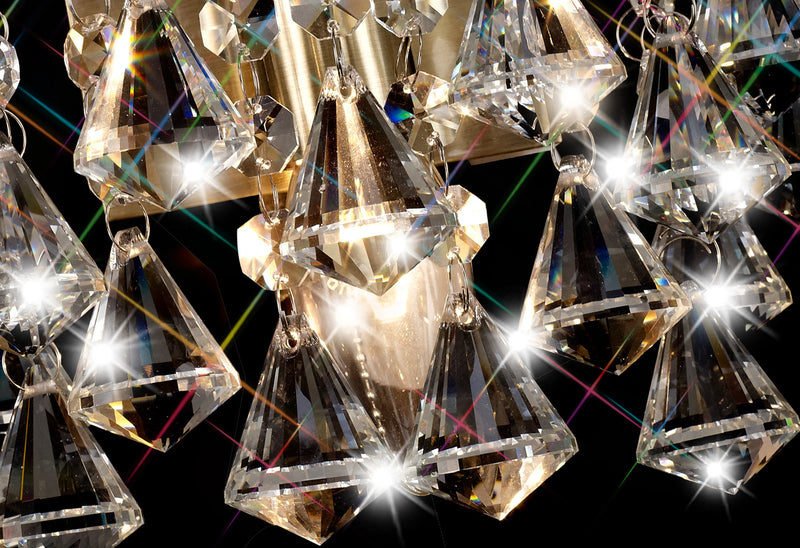 Acle Crystal Wall Lamp 1 Light Antique Brass