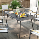 Outsunny Garden Table for 6 Person with Slat Top, Steel Frame