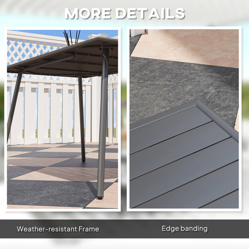 Outsunny Garden Table for 6 Person with Slat Top, Steel Frame