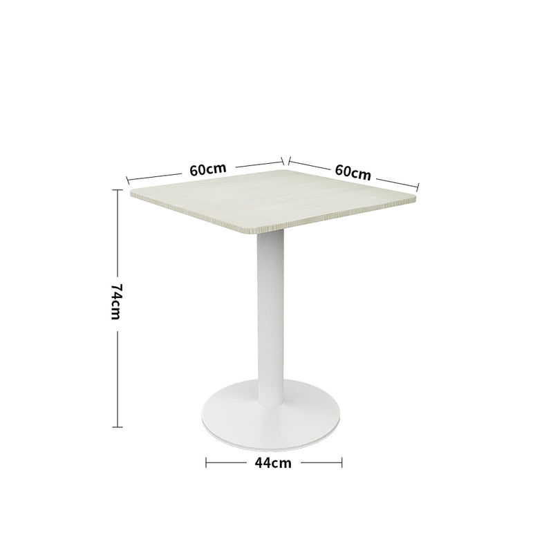 Livingandhome White Square Cafe Table with Metal Base