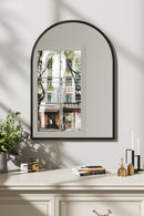 Cottonfy UK Arched Wall Mirror in Black Aluminum Alloy Frame