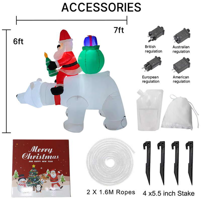 Lifeideas 2.1M Inflatable Santa Claus Riding a Polar Bear