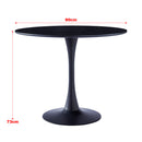 Livingandhome Modern Round Wooden Table with Metallic Base