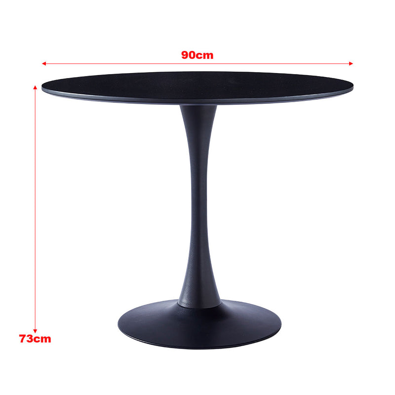 Livingandhome Modern Round Wooden Table with Metallic Base