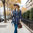 Oversized Shawl Wrap - Navy Blue Floral