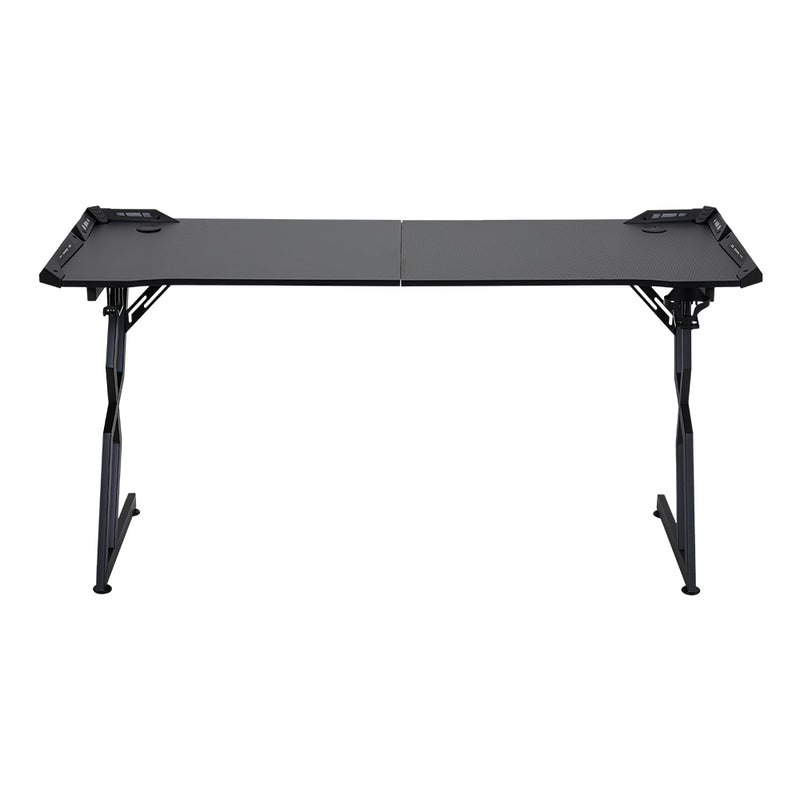 Livingandhome RGB Light Gaming Desk with Cup Holder