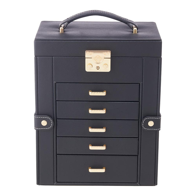 Sheonly Faux Leather Large Jewellery Storage Box with Mirror