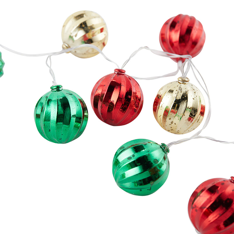 Lifeideas Multicoloured Christmas Ball Ornament String Lights Battery Powered